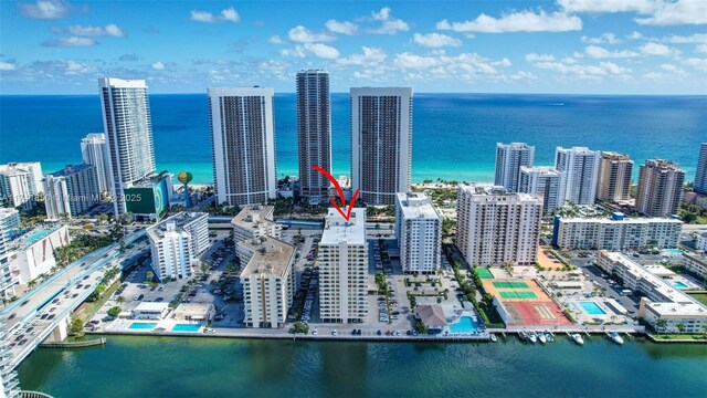 1833 S Ocean Dr Unit 1612, Hallandale Beach, FL 33009 - birds eye view of property featuring a water view and a view of city