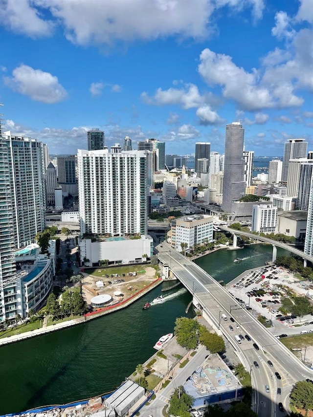 view of city with a water view