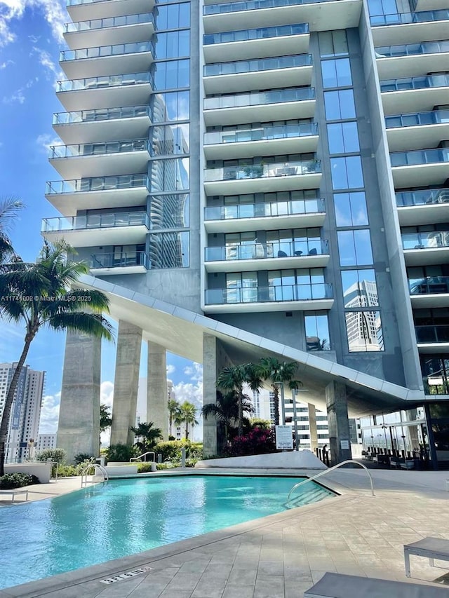 community pool with a view of city