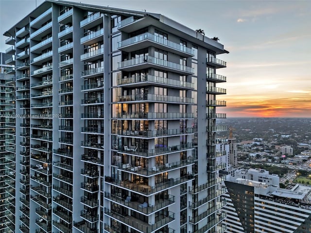 view of property at dusk