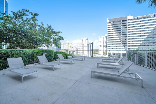 view of patio / terrace with a city view