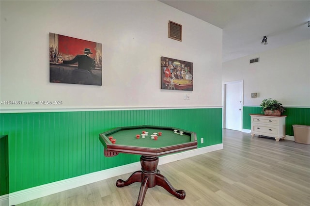 game room featuring hardwood / wood-style flooring