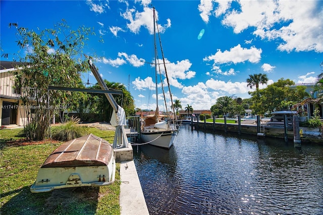 dock area featuring a water view