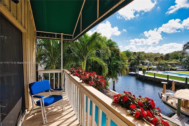 balcony with a water view