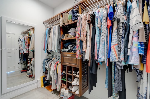 walk in closet featuring light wood-type flooring