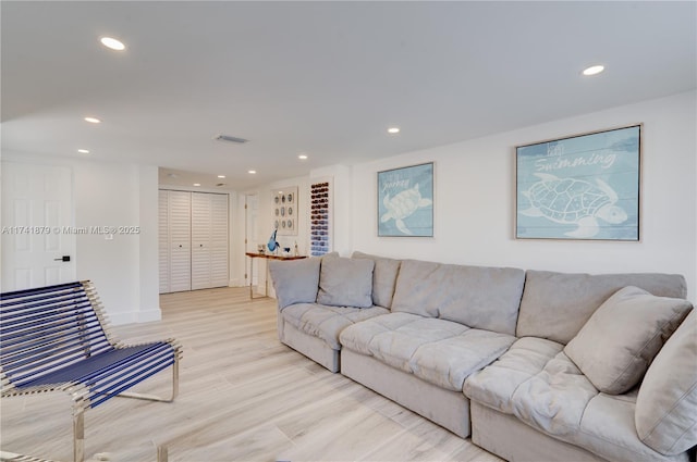 living room with light wood-type flooring