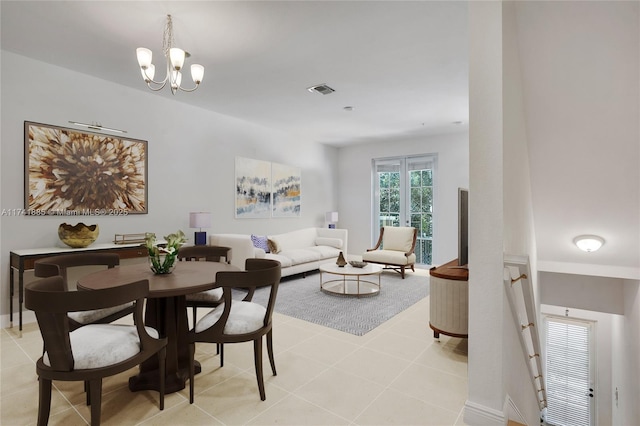 827 SW 147th Ave Unit 1406, Pembroke Pines, FL 33027 - dining area featuring light tile patterned flooring and a chandelier