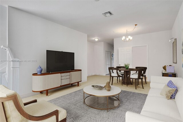 827 SW 147th Ave Unit 1406, Pembroke Pines, FL 33027 - bathroom with vanity, a chandelier, and tile patterned flooring