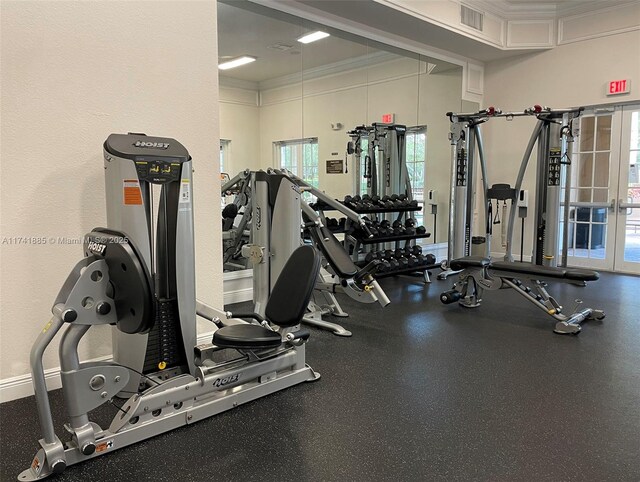 827 SW 147th Ave Unit 1406, Pembroke Pines, FL 33027 - workout area featuring ornamental molding