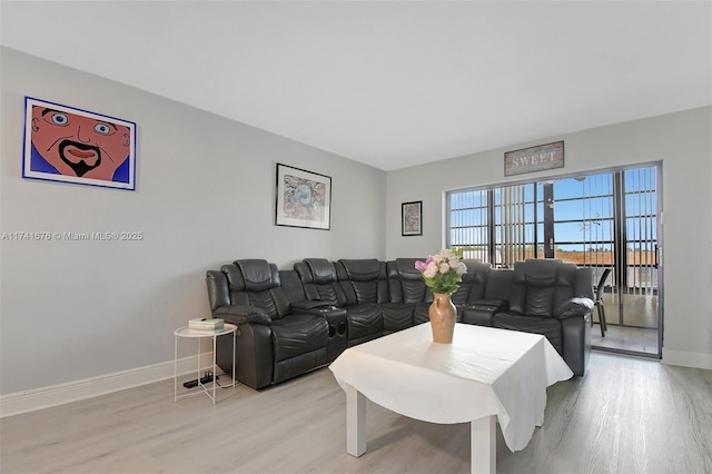 living room with light hardwood / wood-style floors