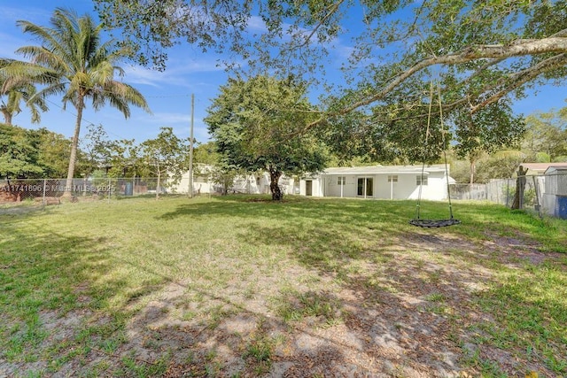 view of yard with a fenced backyard