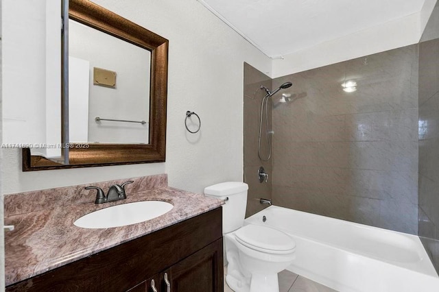 full bathroom featuring vanity, toilet, and tiled shower / bath combo