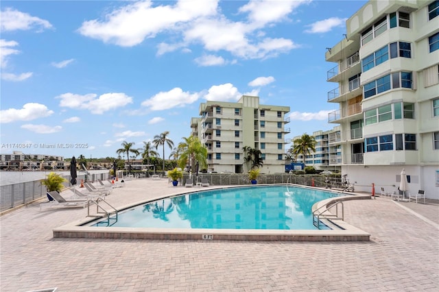 view of pool featuring a patio area