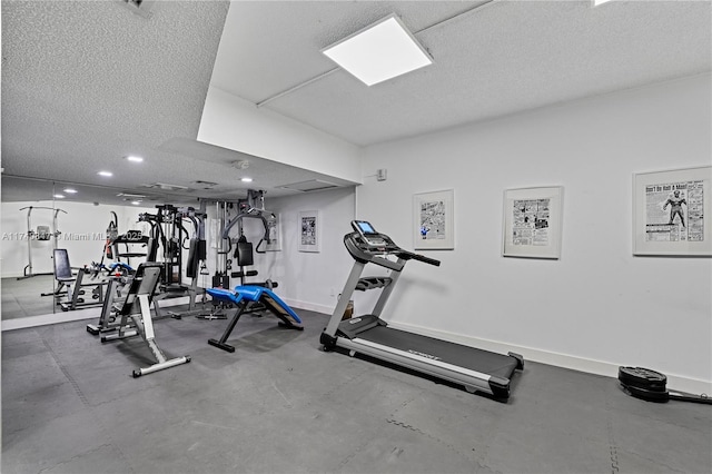 interior space with a textured ceiling