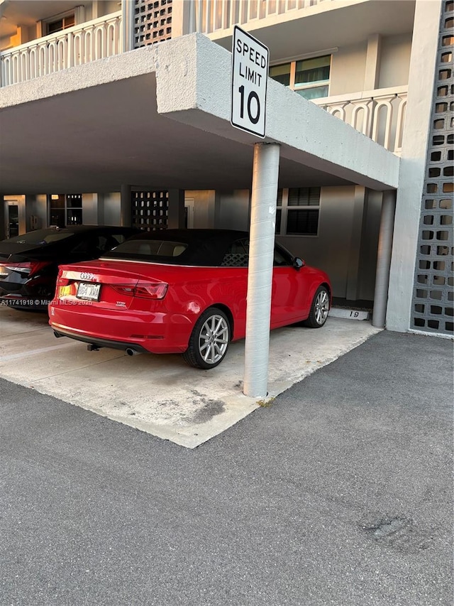 view of covered parking lot