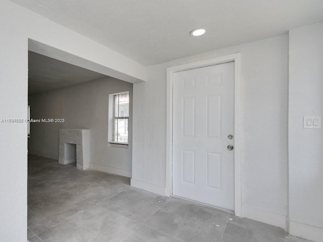 interior space featuring a fireplace