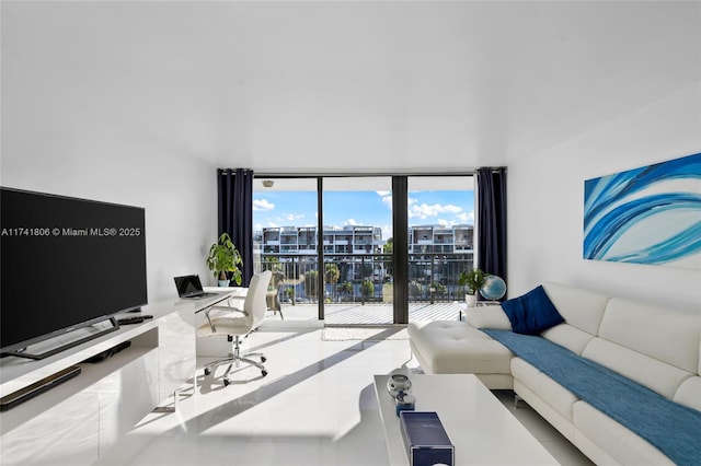 view of tiled living room