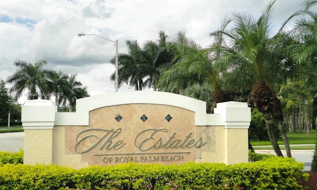 view of community sign