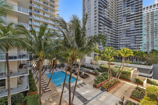 view of pool featuring a patio area