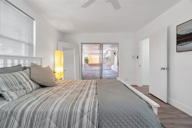 658 SW 1st Ct, Boynton Beach, FL 33426 - bedroom featuring wood finished floors, access to outside, and a ceiling fan