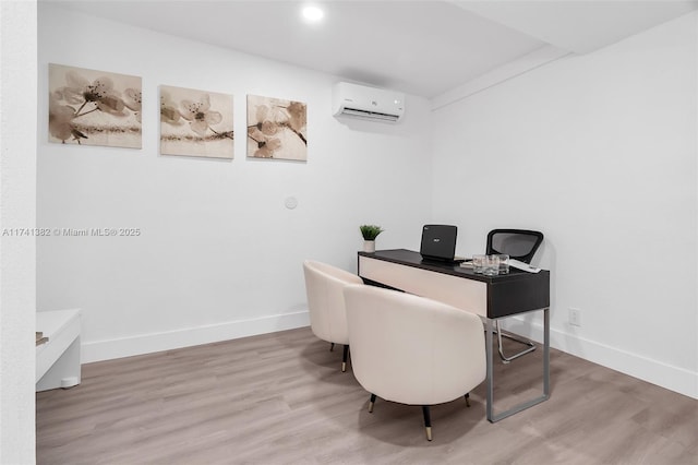 658 SW 1st Ct, Boynton Beach, FL 33426 - home office featuring an AC wall unit and wood finished floors