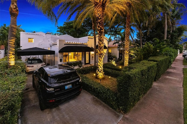 view of front of property featuring a gazebo