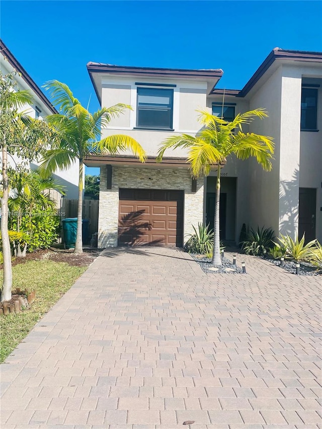 view of front of house with a garage