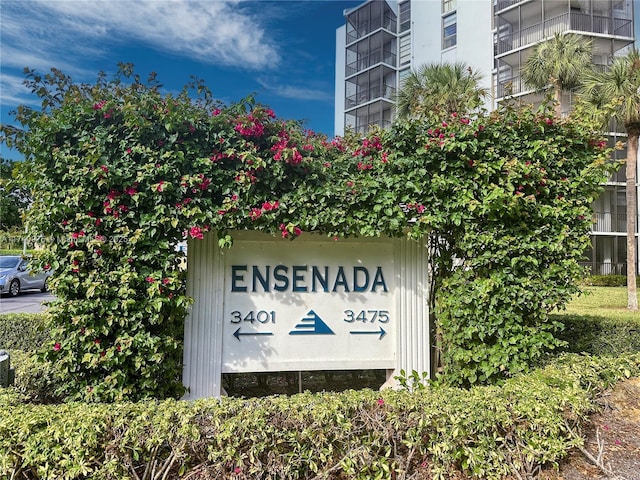 view of community sign