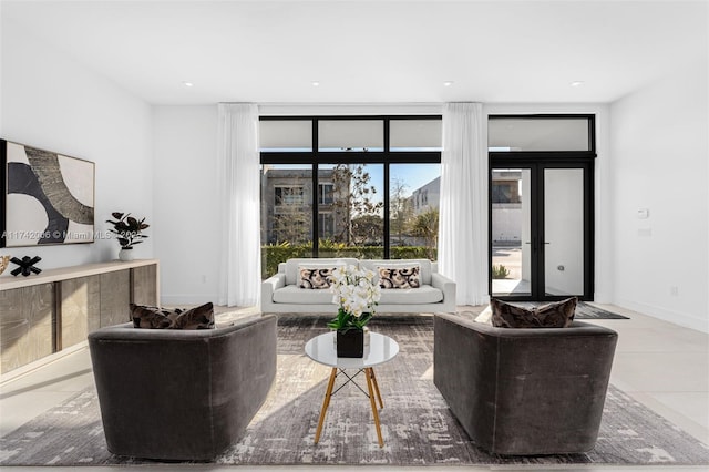 view of tiled living room