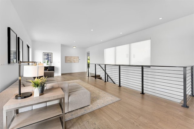 living room featuring light wood-type flooring