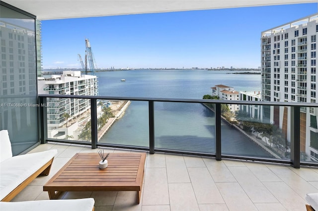 balcony with a water view