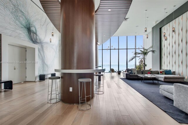 460 NE 28th St Unit 1404, Miami, FL 33137 - lobby with a wall of windows and a high ceiling