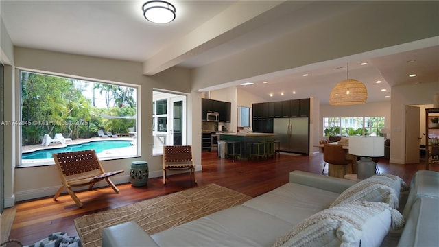 691 Ridgewood Rd, Key Biscayne, FL 33149 - living room featuring recessed lighting and wood finished floors