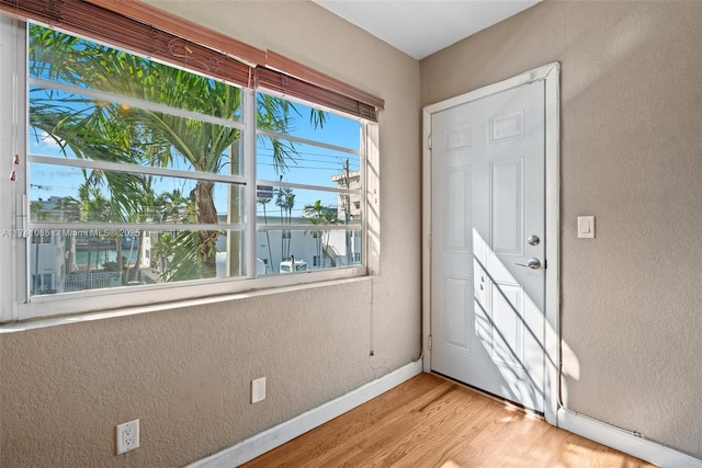 doorway to outside featuring light wood-type flooring