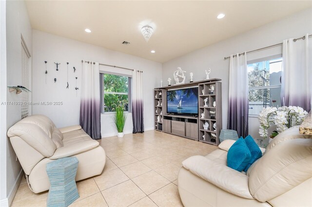 view of tiled living room