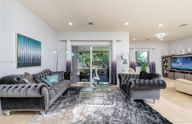 view of tiled living room