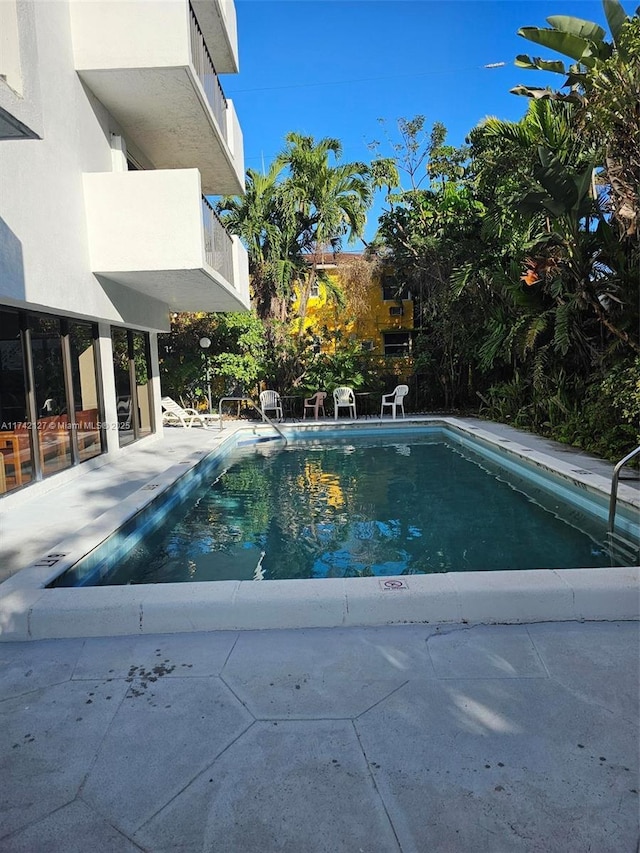 view of swimming pool with a patio