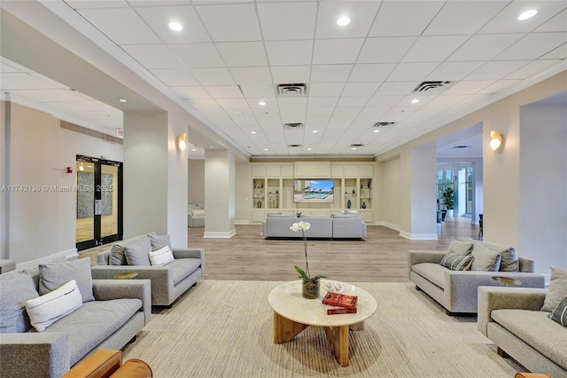 living room with light wood-type flooring