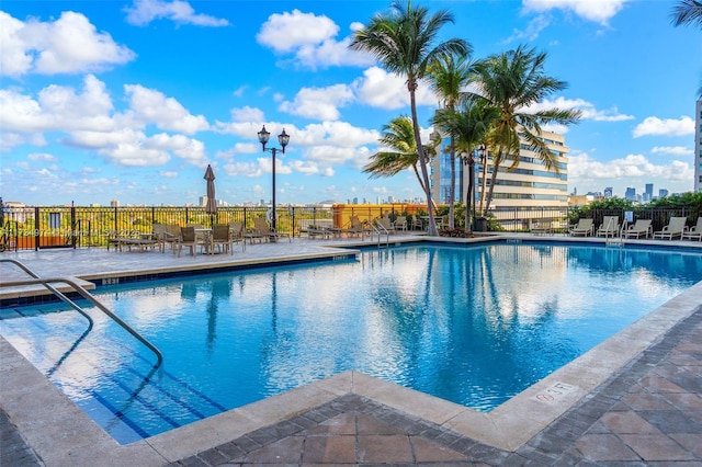 view of pool featuring a patio