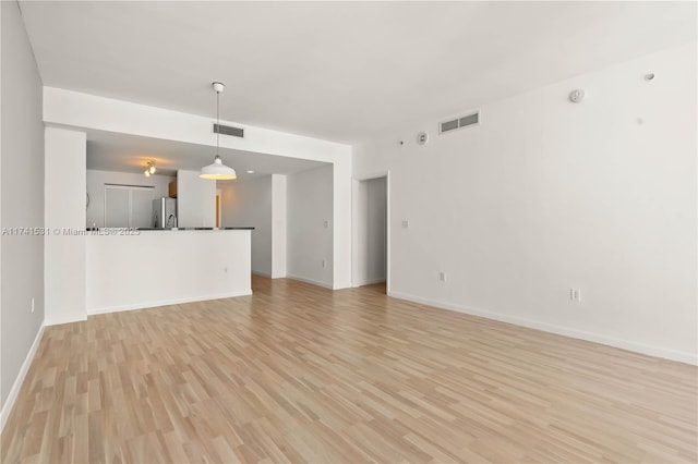 unfurnished living room featuring light hardwood / wood-style flooring