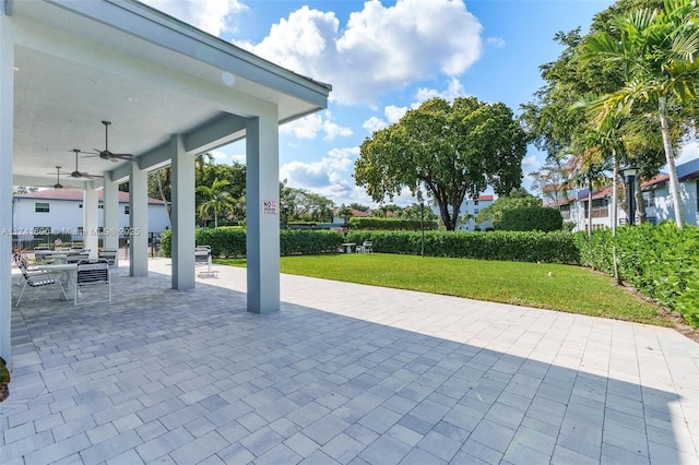 view of patio / terrace featuring ceiling fan