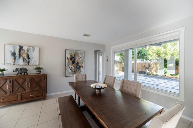 view of tiled dining space