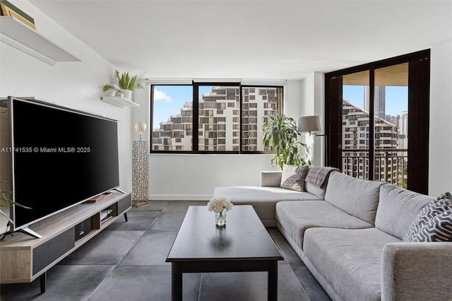 living room featuring plenty of natural light