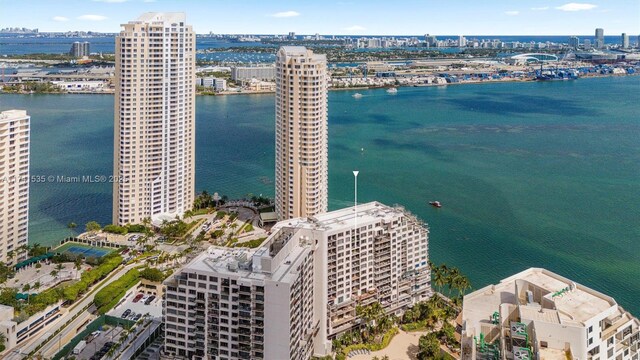 540 Brickell Key Dr Unit 1519, Miami, FL 33131 - drone / aerial view with a view of city and a water view
