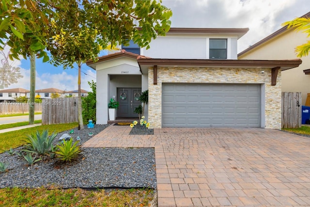 view of front of house with a garage