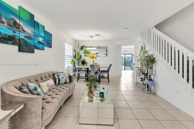 view of tiled living room