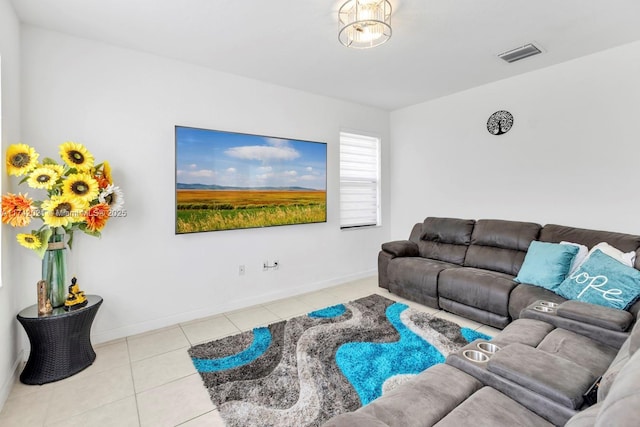 view of tiled living room