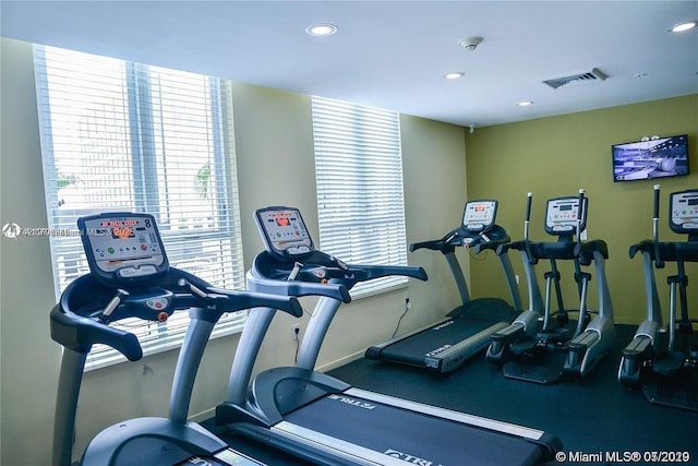 workout area with a wealth of natural light