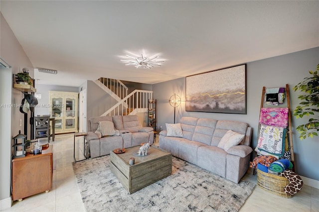 view of tiled living room