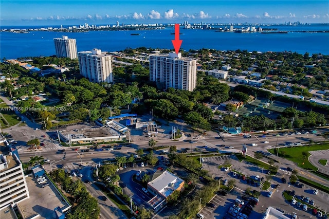 bird's eye view featuring a water view